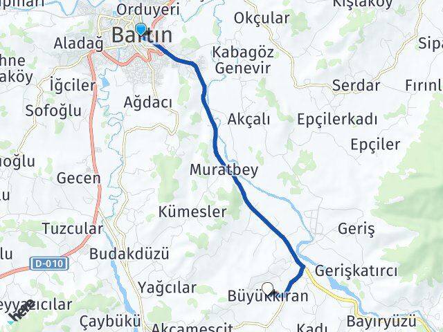 Bartın Büyükkıran Arası Kaç Km - Yol Haritası
