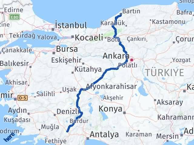 Bartın Çavdır Burdur Arası Kaç Km - Yol Haritası