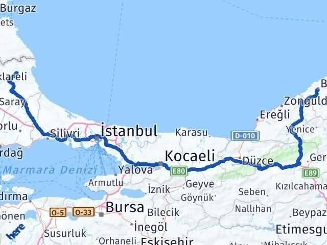 Bartın Demirköy Kırklareli Arası Kaç Km - Yol Haritası