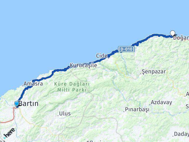 Bartın Doğanyurt Kastamonu Arası Kaç Km - Yol Haritası