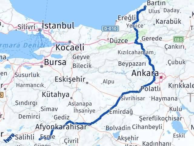 Bartın Eşme Uşak Arası Kaç Km - Yol Haritası