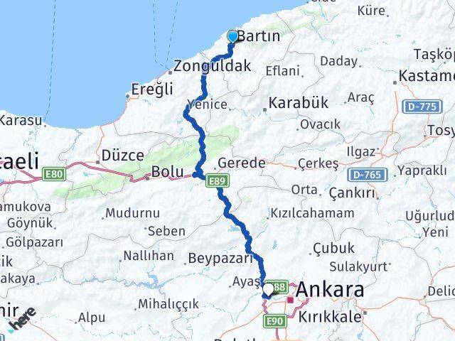 Bartın Etimesgut Ankara Arası Kaç Km - Yol Haritası