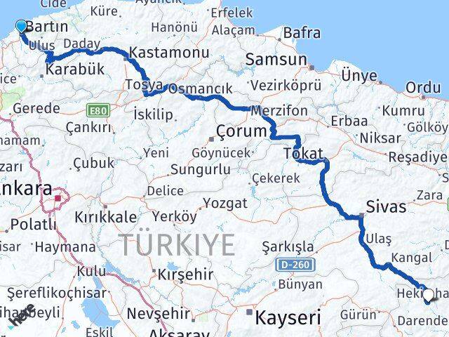 Bartın Hekimhan Malatya Arası Kaç Km - Yol Haritası