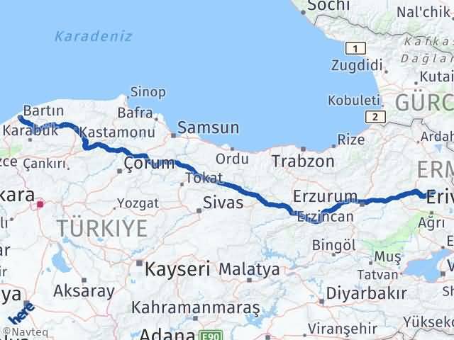 Bartın Kağızman Kars Arası Kaç Km - Yol Haritası