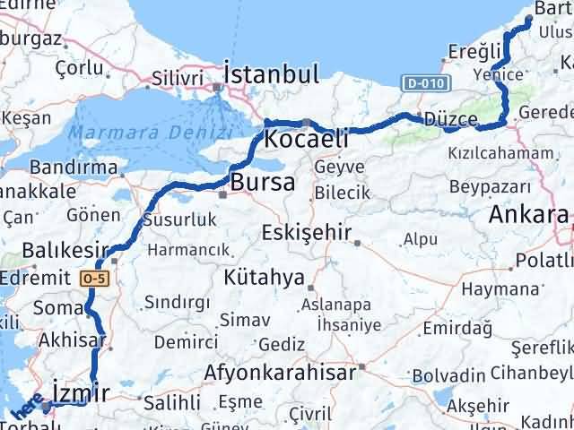 Bartın Karabağlar İzmir Arası Kaç Km - Yol Haritası