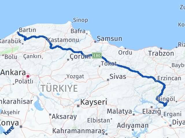 Bartın Karakoçan Elazığ Arası Kaç Km - Yol Haritası
