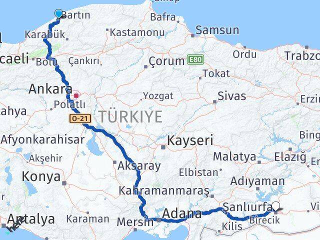 Bartın Karaköprü Şanlıurfa Arası Kaç Km - Yol Haritası