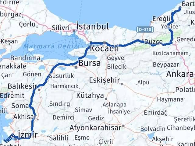 Bartın Karşıyaka İzmir Arası Kaç Km - Yol Haritası