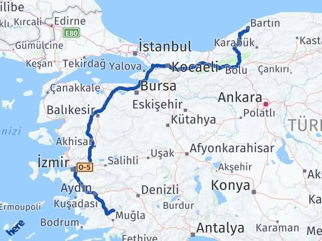 Bartın Kavaklıdere Muğla Arası Kaç Km - Yol Haritası