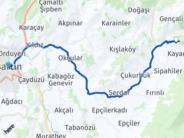 Bartın Kayadibikavlak Arası Kaç Km - Yol Haritası