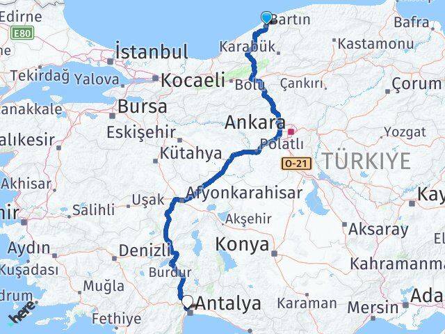 Bartın Kepez Antalya Arası Kaç Km - Yol Haritası