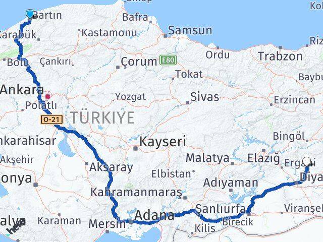 Bartın Kocaköy Diyarbakır Arası Kaç Km - Yol Haritası