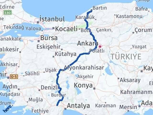 Bartın Korkuteli Antalya Arası Kaç Km - Yol Haritası