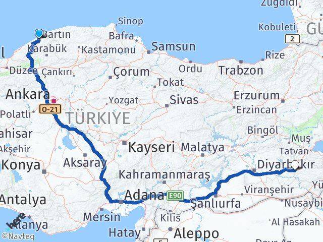Bartın Kurtalan Siirt Arası Kaç Km - Yol Haritası