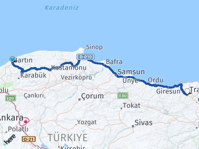 Bartın Kürtün Gümüşhane Arası Kaç Km - Yol Haritası