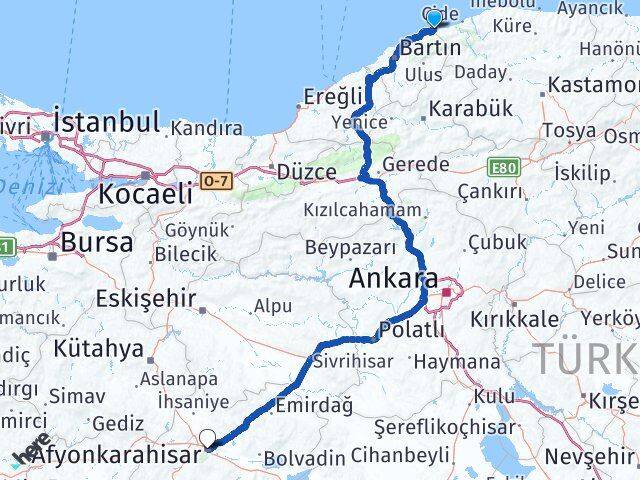 Bartın Kurucaşile Afyonkarahisar Arası Kaç Km - Yol Haritası