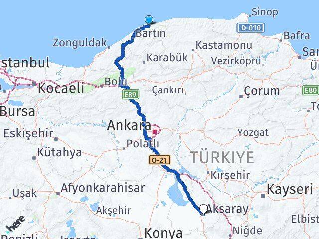 Bartın Kurucaşile Aksaray Arası Kaç Km - Yol Haritası