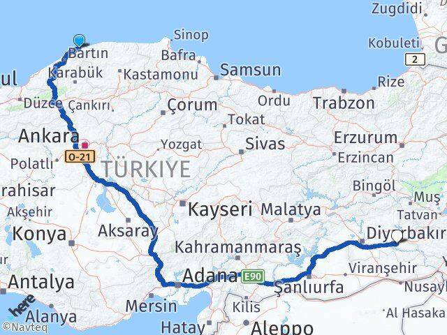 Bartın Kurucaşile Batman Arası Kaç Km - Yol Haritası