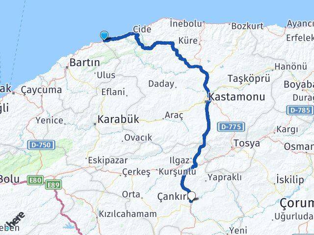 Bartın Kurucaşile Çankırı Arası Kaç Km - Yol Haritası