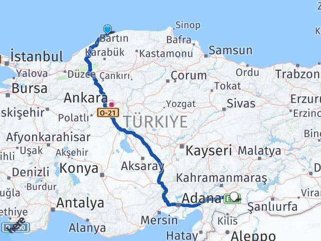 Bartın Kurucaşile Gaziantep Arası Kaç Km - Yol Haritası