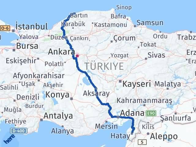 Bartın Kurucaşile Hatay Arası Kaç Km - Yol Haritası