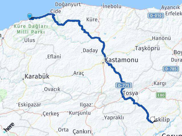 Bartın Kurucaşile İskilip Çorum Arası Kaç Km - Yol Haritası
