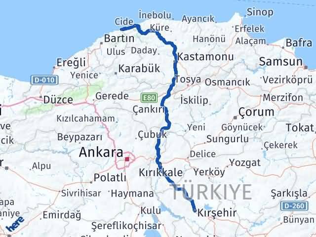 Bartın Kurucaşile Kırşehir Arası Kaç Km - Yol Haritası