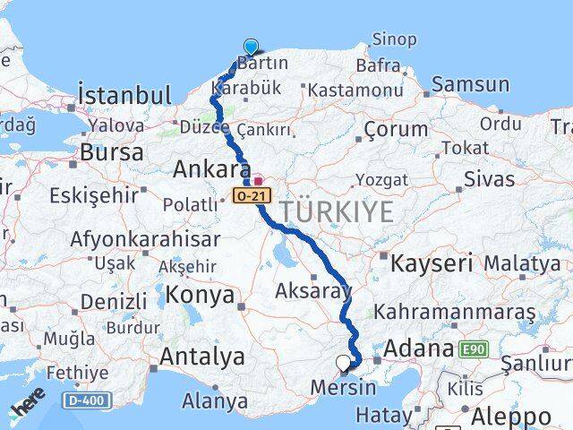 Bartın Kurucaşile Mersin Arası Kaç Km - Yol Haritası