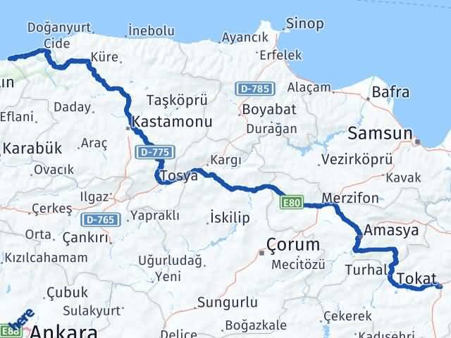 Bartın Kurucaşile Tokat Arası Kaç Km - Yol Haritası