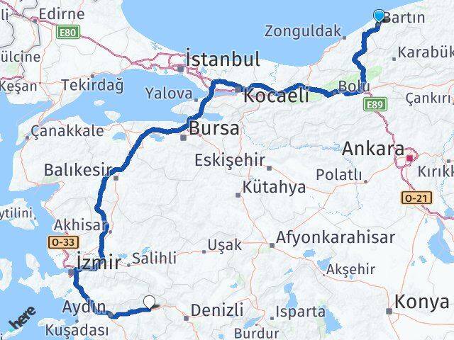 Bartın Kuyucak Aydın Arası Kaç Km - Yol Haritası