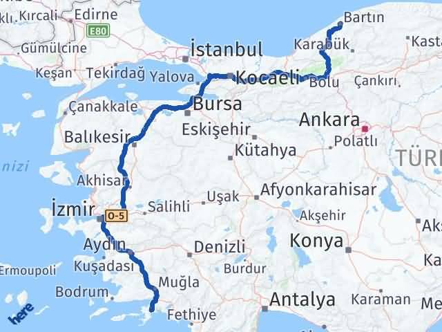 Bartın Marmaris Muğla Arası Kaç Km - Yol Haritası