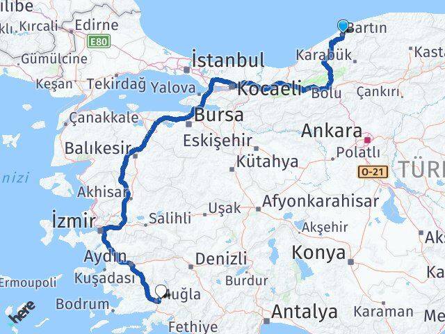 Bartın Menteşe Muğla Arası Kaç Km - Yol Haritası
