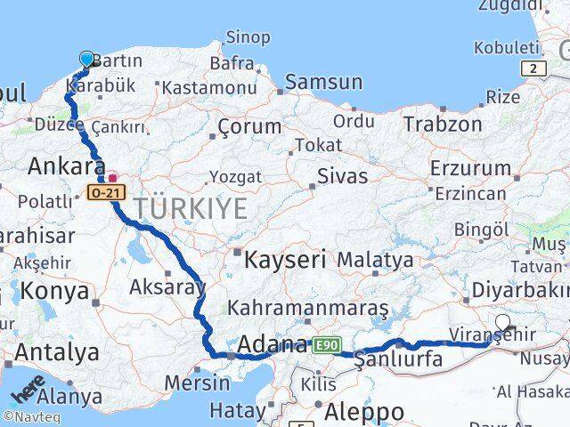 Bartın Ömerli Mardin Arası Kaç Km - Yol Haritası