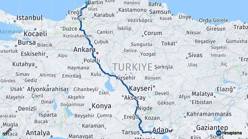 Bartın Osmaniye Arası Kaç Saat? Yol Haritası, Yakıt, Rota ve Mesafe Hesaplama Bartın Osmaniye Arası Kaç Km? Kaç Saat? Yol Haritası