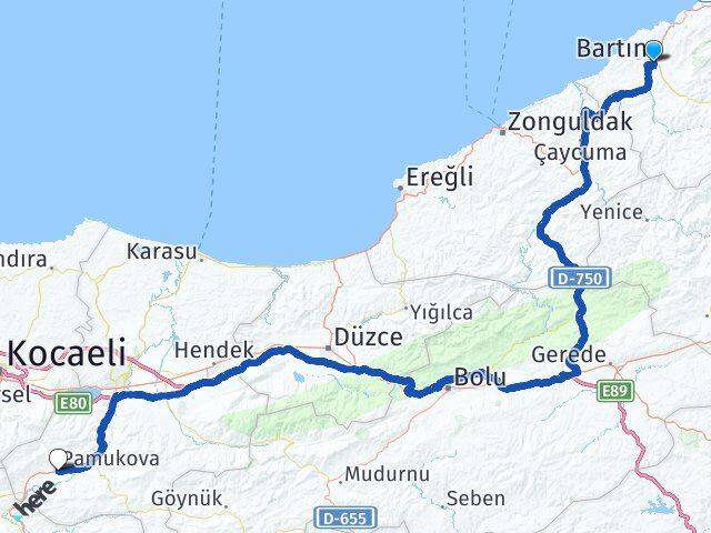 Bartın Pamukova Sakarya Arası Kaç Km - Yol Haritası