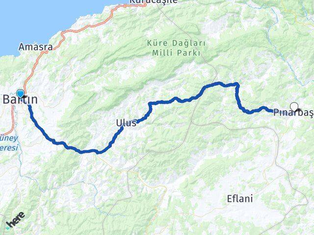 Bartın Pınarbaşı Kastamonu Arası Kaç Km - Yol Haritası