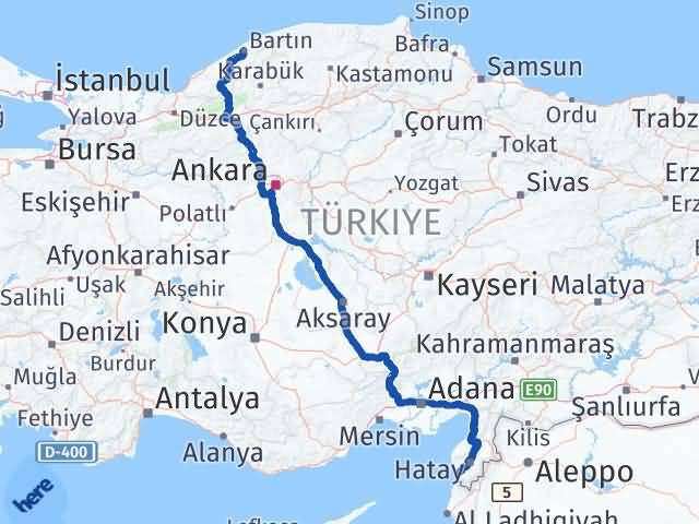 Bartın Samandağ Hatay Arası Kaç Km - Yol Haritası