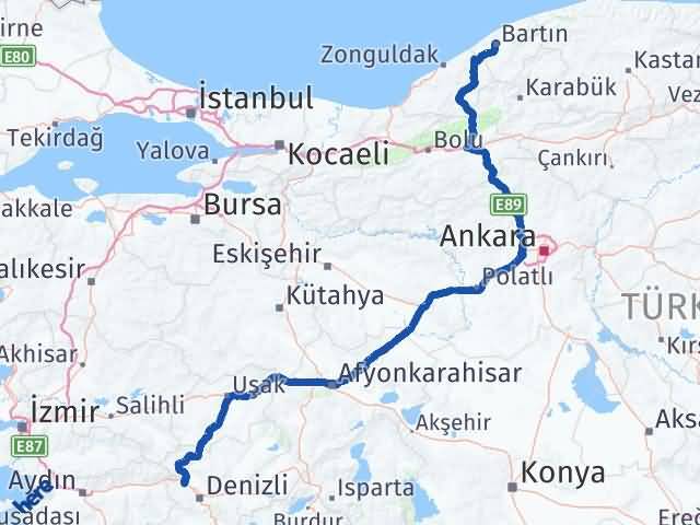 Bartın Sarayköy Denizli Arası Kaç Km - Yol Haritası