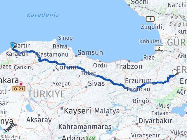 Bartın Sarıkamış Kars Arası Kaç Km - Yol Haritası