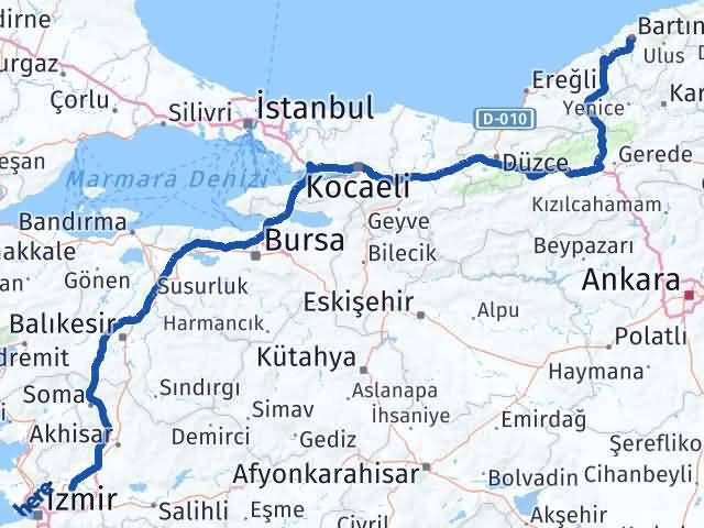 Bartın Şehzadeler Manisa Arası Kaç Km - Yol Haritası