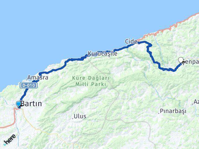 Bartın Şenpazar Kastamonu Arası Kaç Km - Yol Haritası