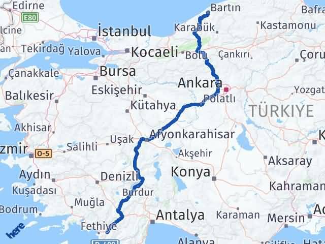 Bartın Seydikemer Muğla Arası Kaç Km - Yol Haritası