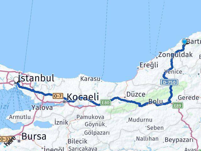 Bartın Şişli İstanbul Arası Kaç Km - Yol Haritası