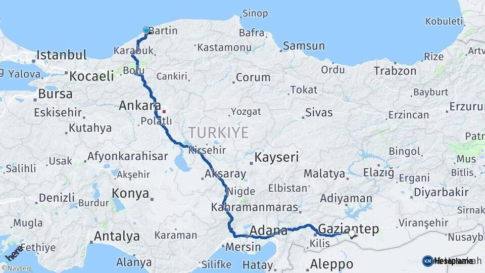 Bartın Suruç Şanlıurfa Arası Kaç Km - Yol Haritası