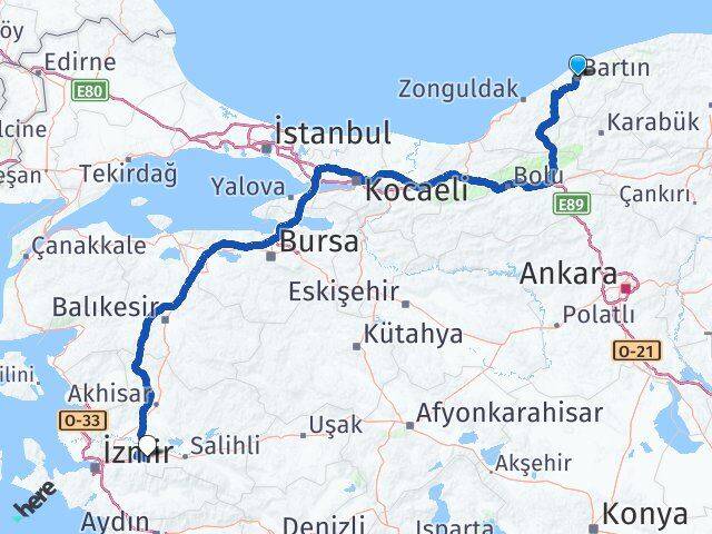 Bartın Turgutlu Manisa Arası Kaç Km - Yol Haritası