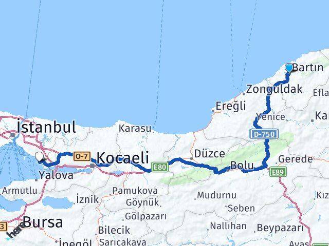 Bartın Tuzla İstanbul Arası Kaç Km - Yol Haritası