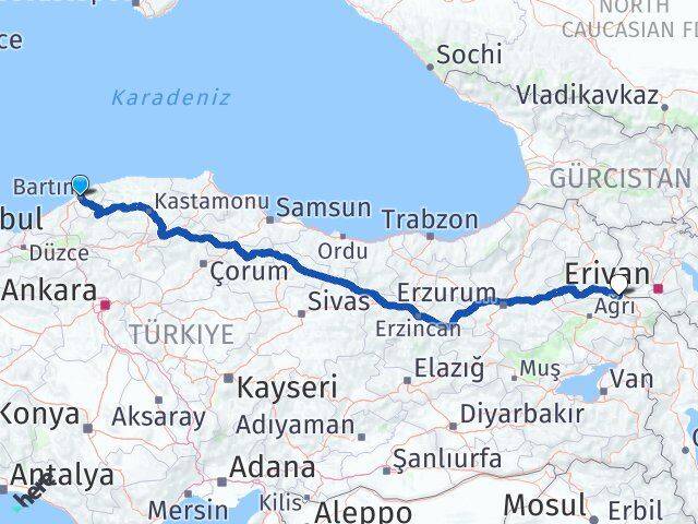 Bartın Tuzluca Iğdır Arası Kaç Km - Yol Haritası