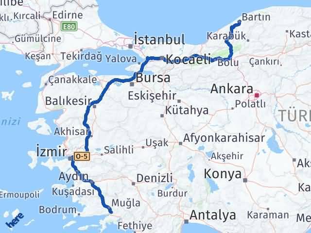 Bartın Ula Muğla Arası Kaç Km - Yol Haritası