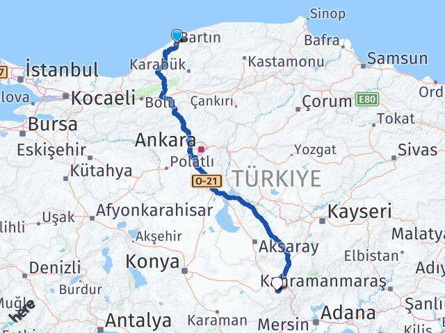 Bartın Ulukışla Niğde Arası Kaç Km - Yol Haritası
