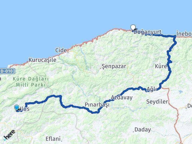 Bartın Ulus Doğanyurt Kastamonu Arası Kaç Km - Yol Haritası